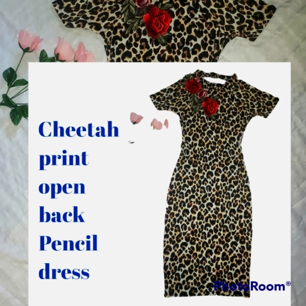 Cheetah 🐆 Print Open Back Pencil Style dress